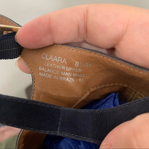 Steve Madden Claara navy blue suede leather block wood heel 8.5 - Picture 11 of 11